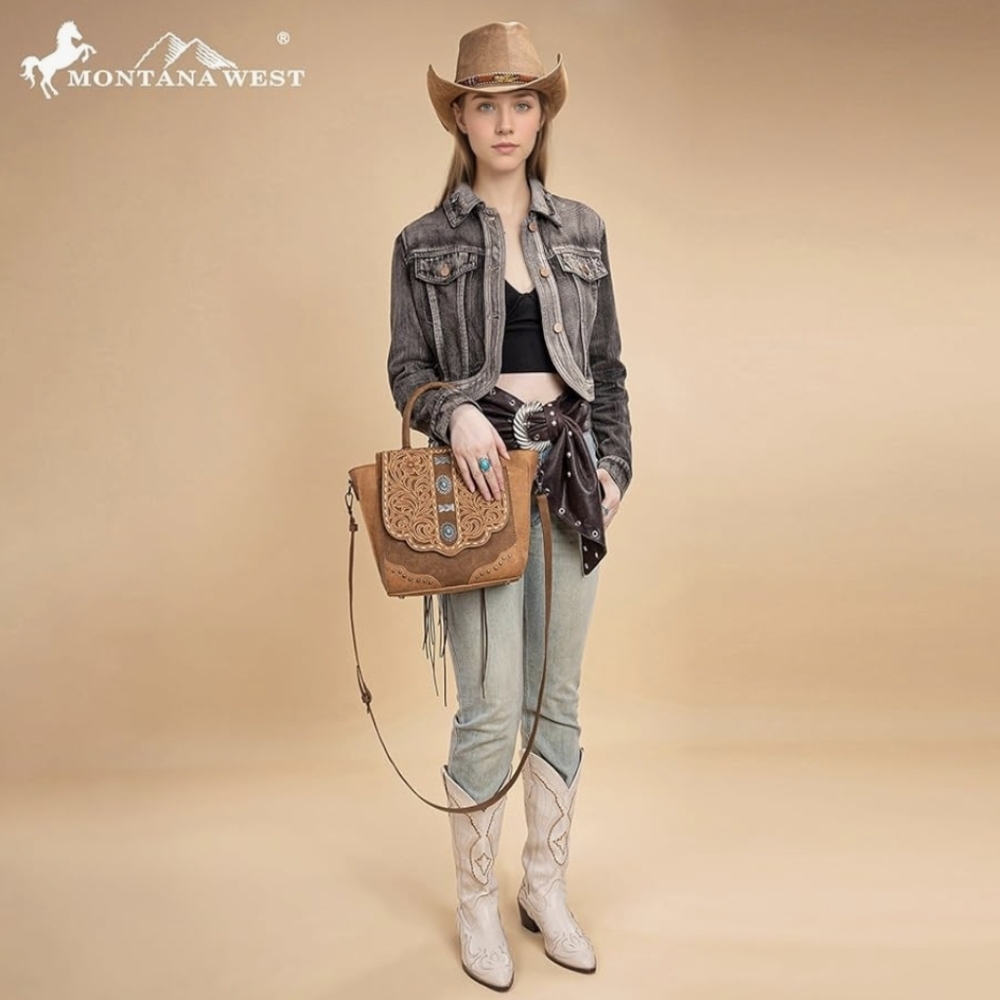 Wrangler Western-Style Satchel Handbag - Picture 3 of 6